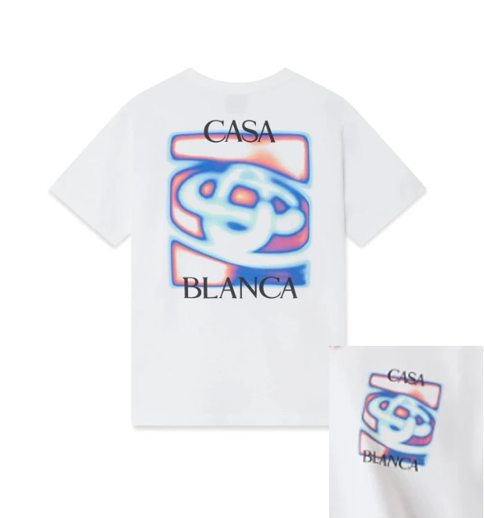 High-Quality White Arch-Print ShortSleeve T-Shirt Casual Round Neck Tee Summer Graphic Pattern Loose Fit Style For Men And Women