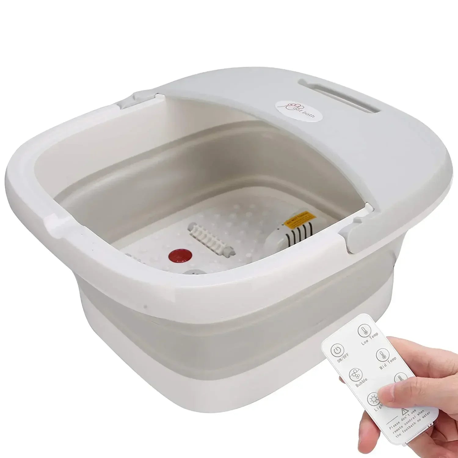 Folding Foot Bath Massager with Heat Vibration 4 Rollers Temperature Control Wireless Remote Foot Spa for Pain Relief Home Use