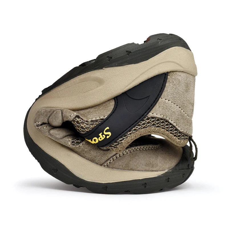Spring Summer Leather Mesh Outdoor Trekking Shoes Hiking Shoes  Walking Tourism Camping Upstream Sneakers Anti-Slip Breathable