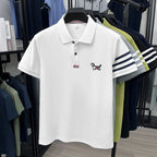 luxury brand men's high quality short sleeves polo shirt lapel embroidery puppy cuff stripe t-shirt business leisure men's wear