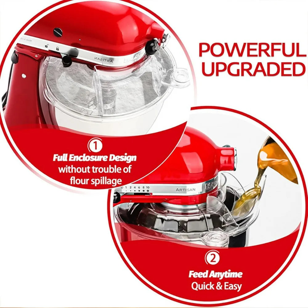 Pouring Shield Splash Guard, Detachable Flip Top Lid for KitchenAid 4.5-5QT Tilt Head Stand Mixer, Mixer Bowl Accessories