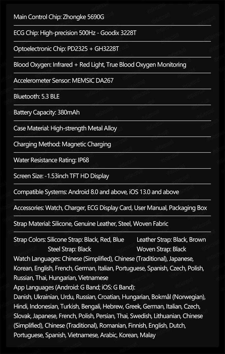 ECG High-end Health Smart Watch Men Blood pressure lipids bloodoxygen Body analysis Uric acid Health Tracker Smartwatch Men lady
