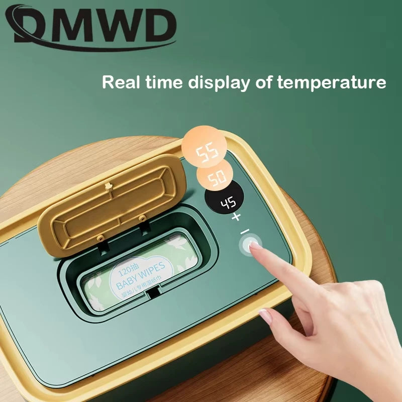 DMWD Electric Baby Wet Tissue Dispenser Paper Case Napkin Heating Storage Box Warmer Temperature Control Thermostat Wipes Heater