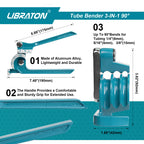 LIBRATON Tube Bender, Pipe Bender, 3-IN-1, 1/4"(6mm), 5/16"(8mm), 3/8"(10mm), for Copper, Brass, Aluminum and Thin Steel Pipes
