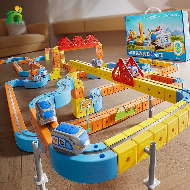 Magnetic Train Toy For Boys Track 1:64 Electric Rail DIY Magic Vehicle Model Toys Education 3 Years Children Gifts