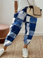 Plus Size 1XL-5XL Women's Fashion Floral Print Straight Elastic Drawstring Pocket Pants Ladise Casual Versatile Pants
