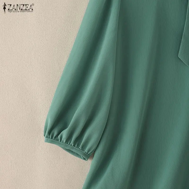 Summer Solid Color Blouse 2026 ZANZEA Women Tops Trend Casual O Neck Short Sleeve Blusas Female Elegant OL Work Shirt Mujer