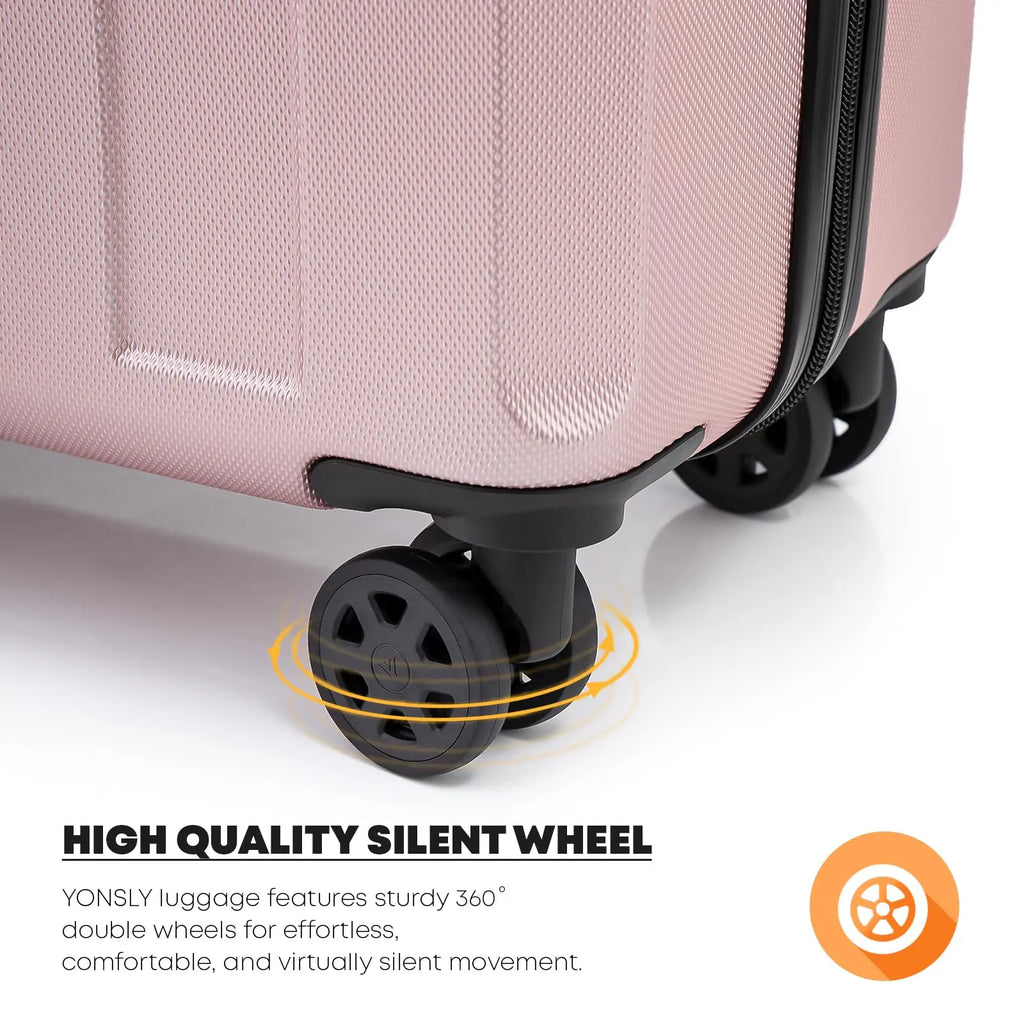 YONSLY Hardshell Suitcase 20/24/28 Inches with TSA Lock YKK Zipper 4 Silent 360° Wheels Mesh Compartment Trolley Rolling Luggage Hand Luggage Suitcase for Business Trips, Vacations, Family Journeys, and Weekend Getaways