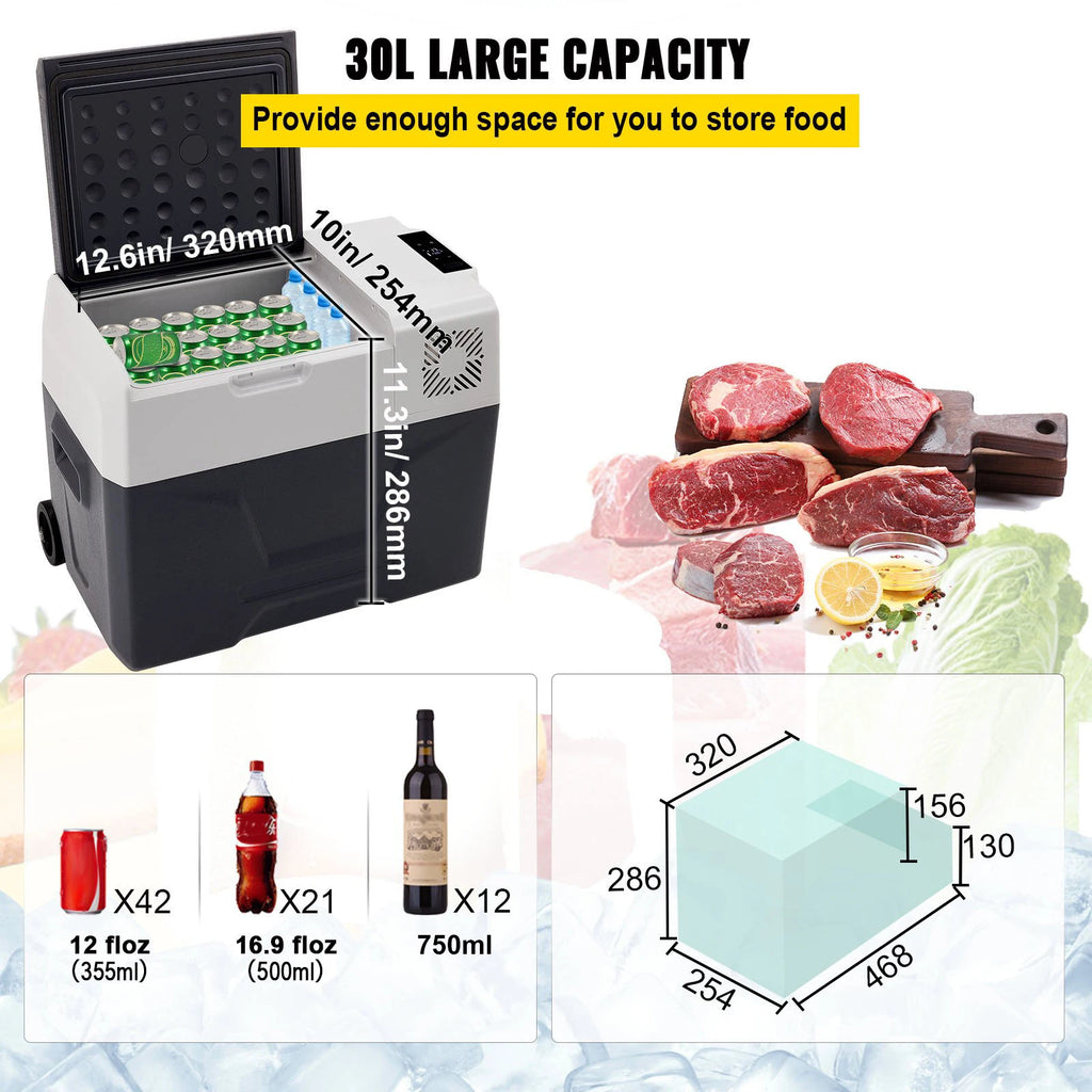Sihao 15L-55L Portable Compressor Fridge Freezer, Mini Cooler for Outdoor Camping BBQ Picnic, Car Vehicle Refrigerator Cooler for Travel Road Trip, Electric Compressor Fridge Freezer Mini Cooler Box