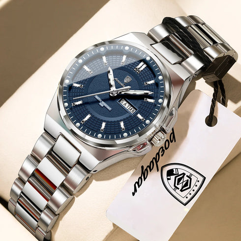 POEDAGAR Fashion Ladies Watch Top Elegant Week Date Woman Clock Quartz Stainless Steel Luminous Waterproof Women's Watches Reloj