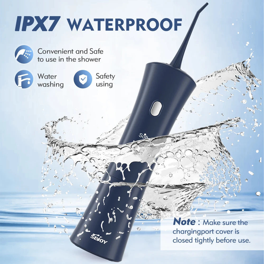 Sejoy Portable Electric Oral Irrigator Dental Water Flosser 6 Jets 3 Modes Rechargeable Smart Dental Water Jet Teeth Cleaner