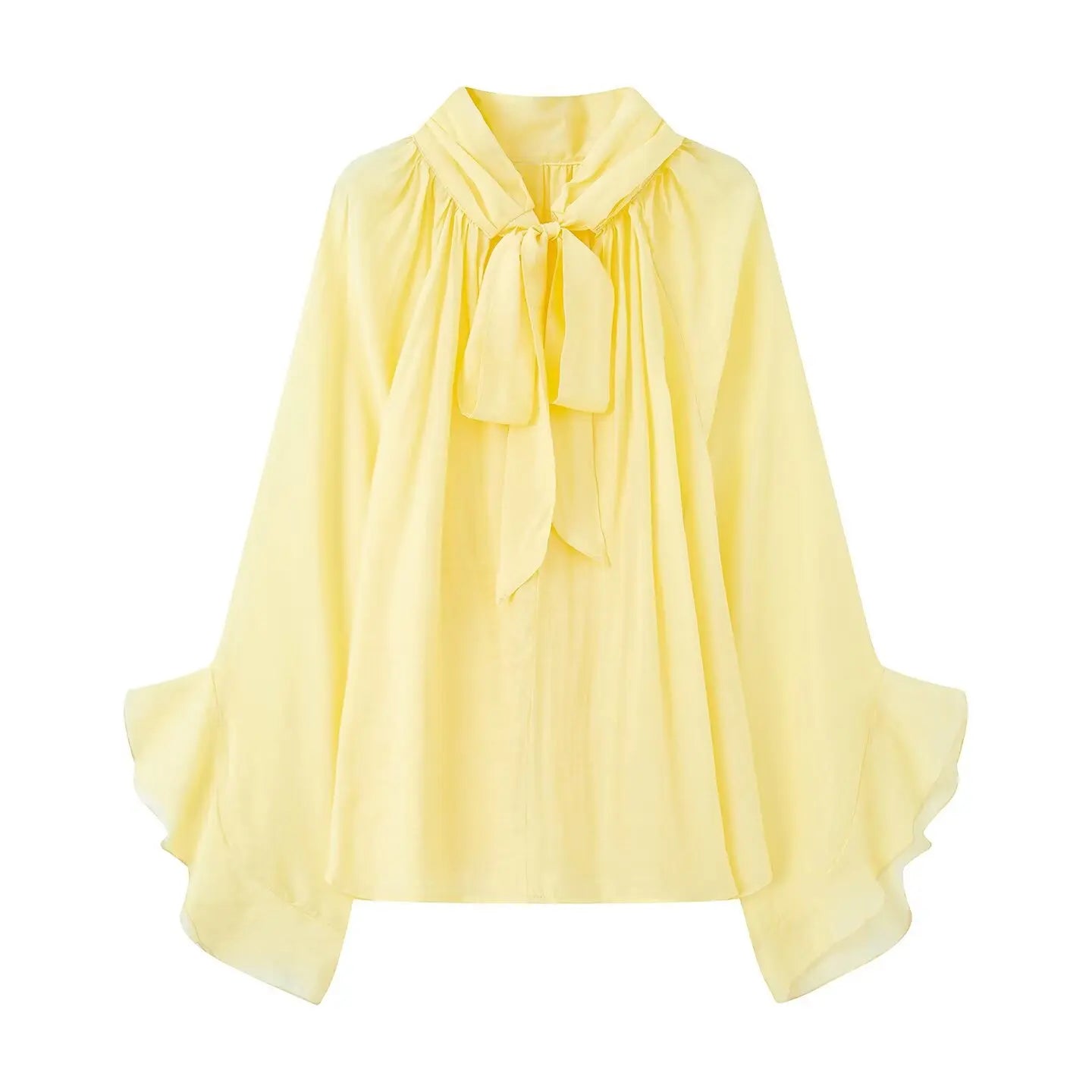NLZGMSJ Bow DecorationLoose Long Sleeved Blouses For Women New Fashion Ruffle Edge Shirts and Blouses Woman Top