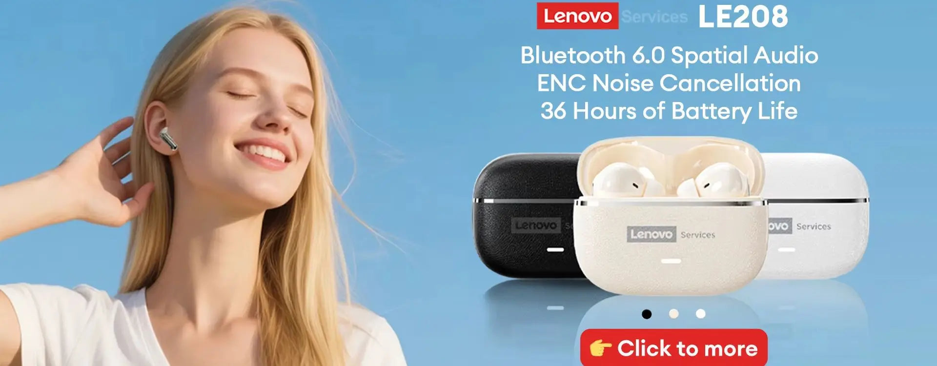 Lenovo LE503 OWS Wireless Earphones Bluetooth V6.0 Open-Ear Earphone ENC Noise Reduction Earbuds Waterproof Long Battery Life