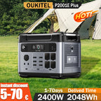 OUKITEL P2001E Plus Portable Power Station 2400W Output Power 2048Wh Capacity LiFePO4 Family Outdoor Camping Backup Powerstation