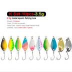 7/9/10Pcs Trout Bait 2.5g/2.6g/3g/3.2g/3.5g/5g Metal Spoon Fishing Lure Wobbler Casting Jigging Tackle Accessories Pesca Chub