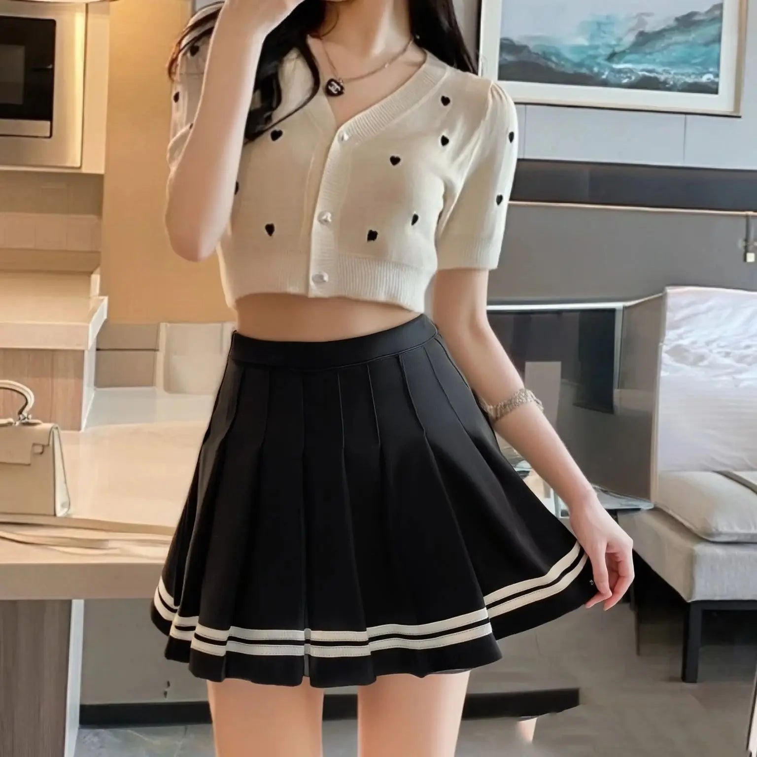 Vintage Korean Style Patchwork Skirt Harajuku JK Black Pleated Skirts Gothic Streetwear High Waist Mini Skirt Women Punk Skirt Secondary image