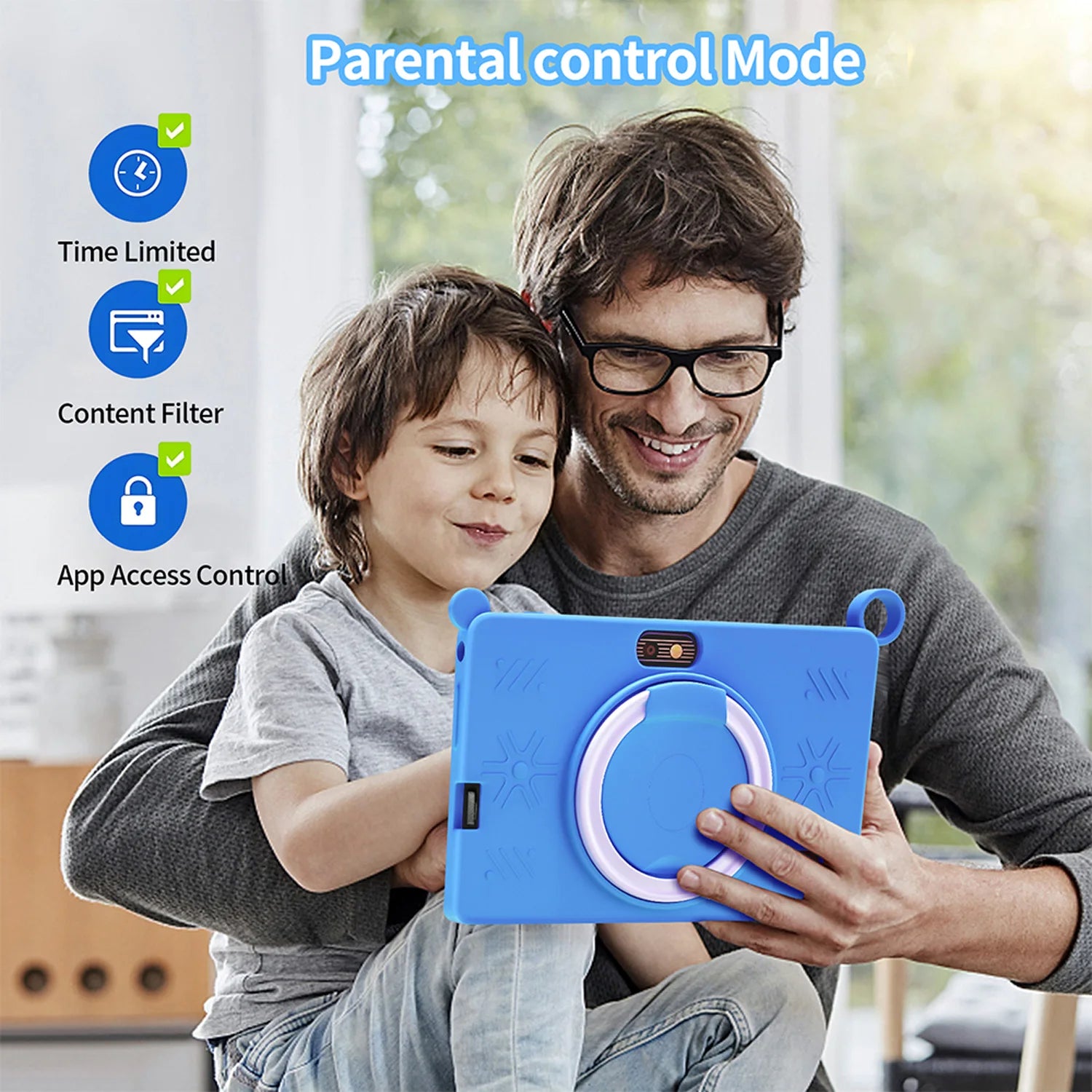 New Global Android Version 7 Inch tablets Quad Core 4GB+64GB ROM 5G WiFi Google Kids Tablets Portable Kids-Proof protective case
