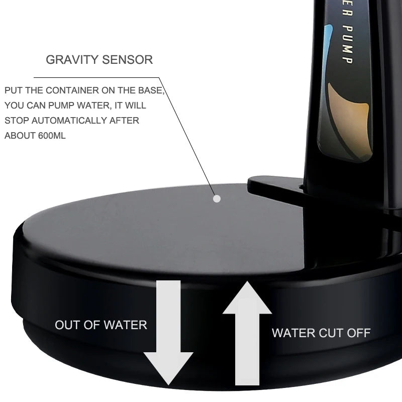 USB Rechargeable Electric Black Small Motor Pumping Automatic Water Dispenser