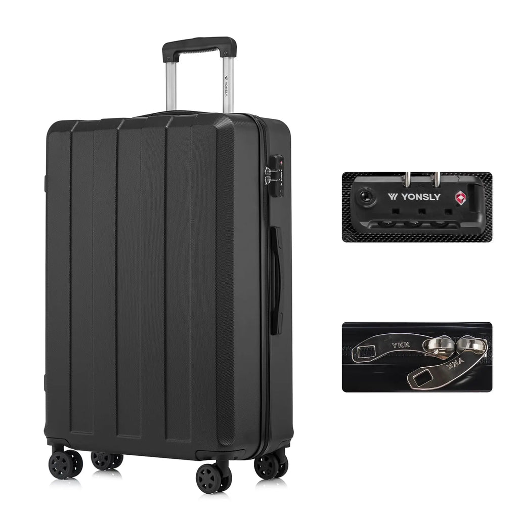 YONSLY Hardshell Suitcase 20/24/28 Inches with TSA Lock YKK Zipper 4 Silent 360° Wheels Mesh Compartment Trolley Rolling Luggage Hand Luggage Suitcase for Business Trips, Vacations, Family Journeys, and Weekend Getaways