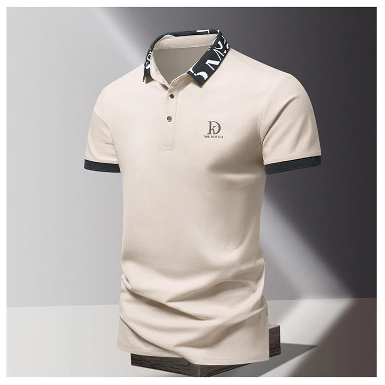 Summer men's POLO shirt fashionable ice silk quick drying short sleeved T-shirt solid color loose fitting business collar top
