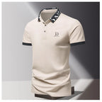 Summer men's POLO shirt fashionable ice silk quick drying short sleeved T-shirt solid color loose fitting business collar top