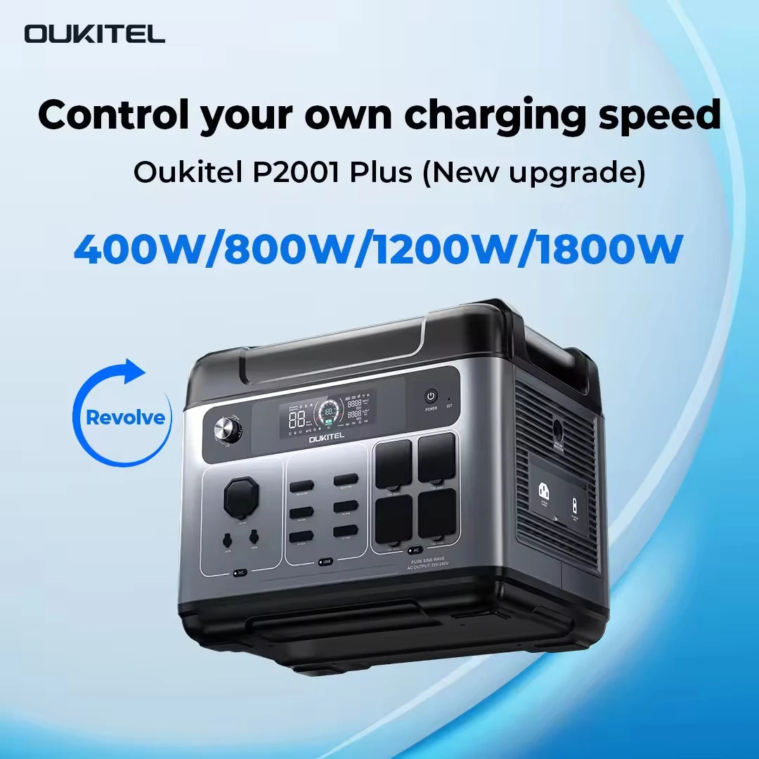 OUKITEL P2001E Plus Portable Power Station 2400W Output Power 2048Wh Capacity LiFePO4 Family Outdoor Camping Backup Powerstation