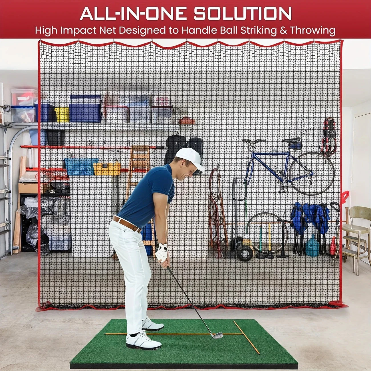 Golf Netting, 10x10 Ft Golf Practice Net and Sports Netting, High Impact Golf Hitting Barrier Net, Heavy Duty Golf Ball Netting,
