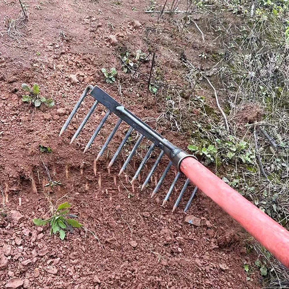 Weeding Hoe Rake 4/7/9/12 Teeth Farm Tool Weeding Scarifier Artifact Agricultural Nail Harrow Carbon Steel Garden Weeding Tools