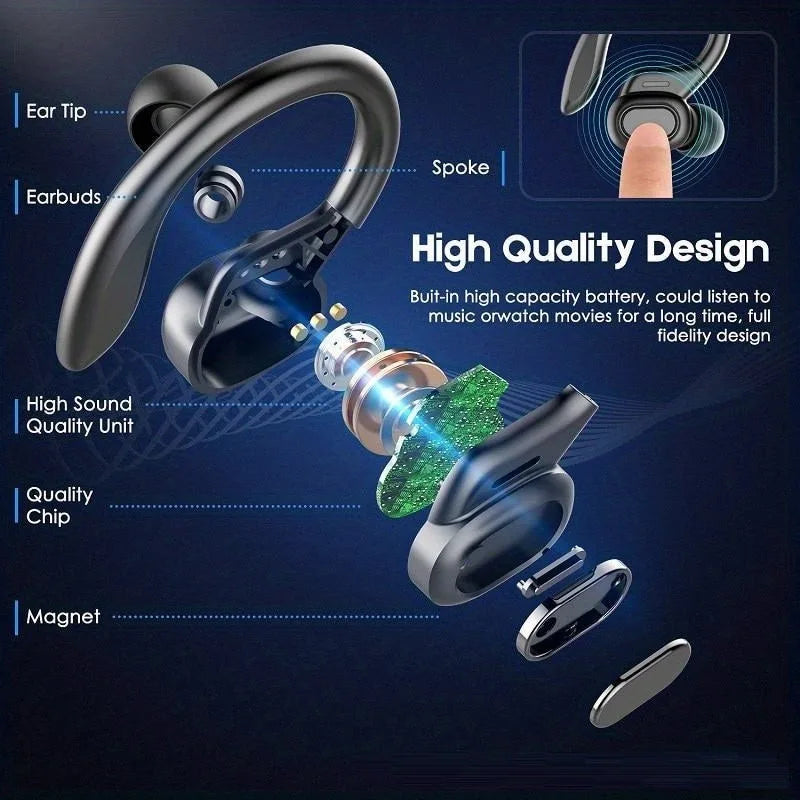 On-ear LED Display Headphones Noise Reduction Earphones Deep Bass Sports Gamer Wireless Bluetooth Headset Waterproof with HD Mic