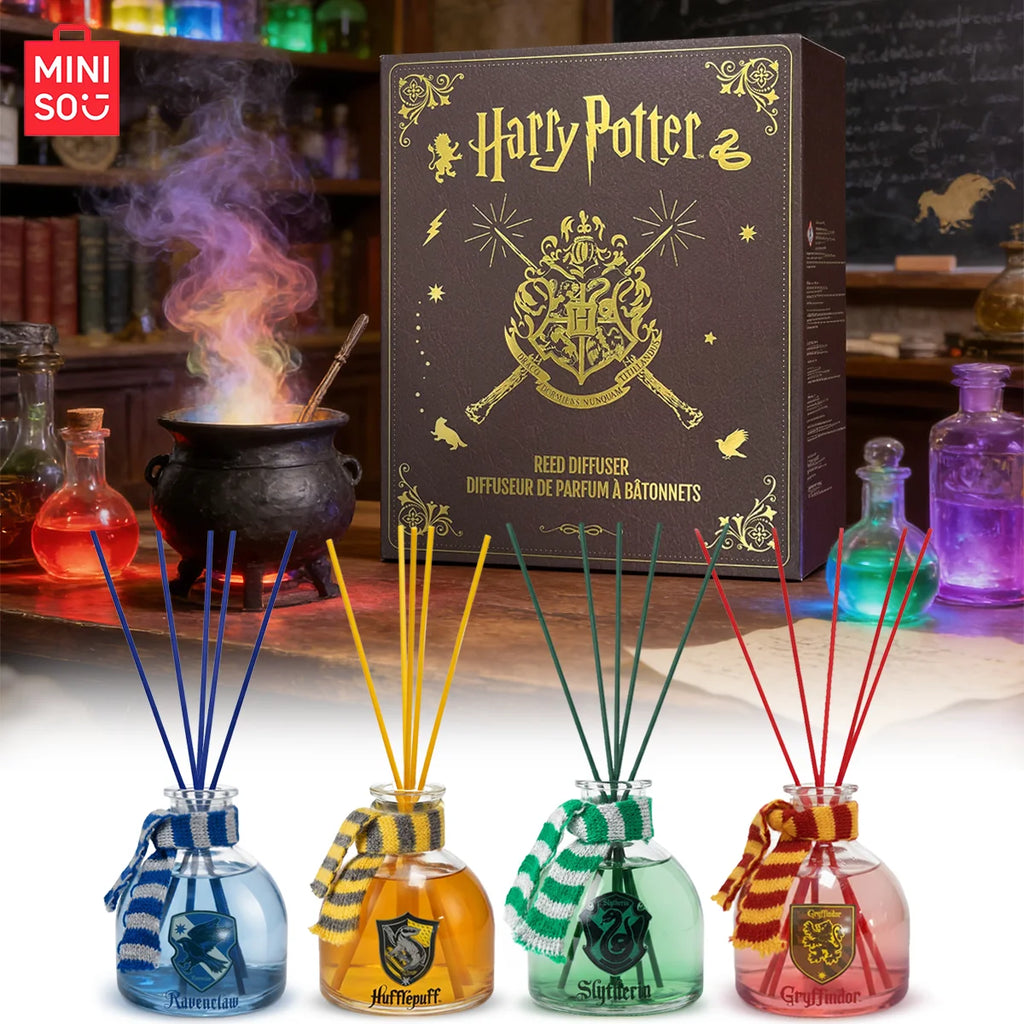 MINISO Harry Potter Series 4pcs Magic Academy Flameless Aroma Kit Cartridge Reed Diffuser Oil Air Freshener Fragrance set