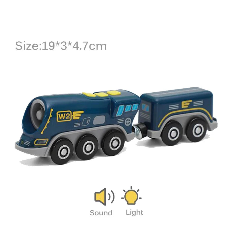 Kids Electric Train Set Locomotive Magnetic Train Car Diecast Slot Toy Fit for Wooden Train Railway Track Toys for Children Gift