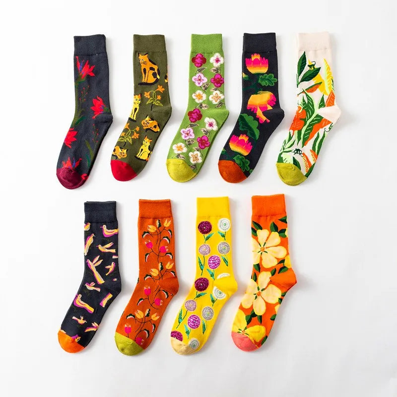 1 Pair Women Socks Cartoon Dog Octopus Flower Plant Kawaii Funny Casual Female Cotton Sock Hosiery Streetwear Harajuku Crew Sock Main image