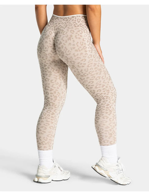 Teveo Tight-fitting Leopard-print Seamless Yoga Pants with Nude-skin High Elasticity Suitable for Fitness Running Pants