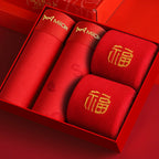 MiiOW Organic Cotton Boxer Socks Set Men Underwear Boxers Trunks Antibacterial Male Panties Boxershorts Underpants Red L-3XL New
