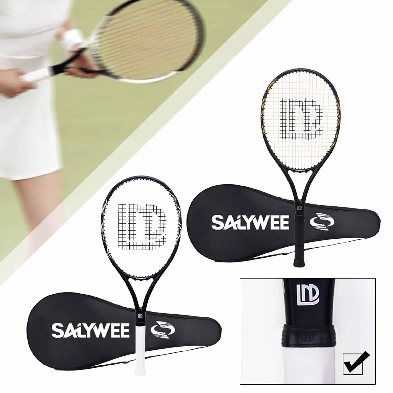 Tennis Racket for Adults Shockproof Professional Tennis Racquet with Carry Bag for Park Garden Backyard Beach Recreational