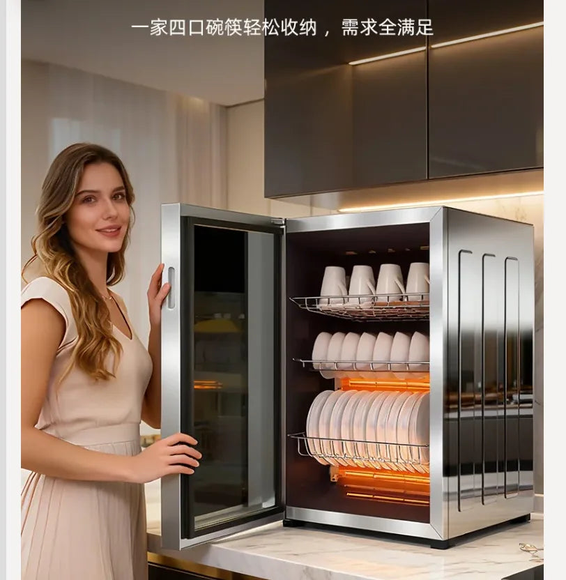 220V AUX Portable Disinfection Cabinet Kitchen Sterilizer Dryer for Tableware New Model No Drip WBA