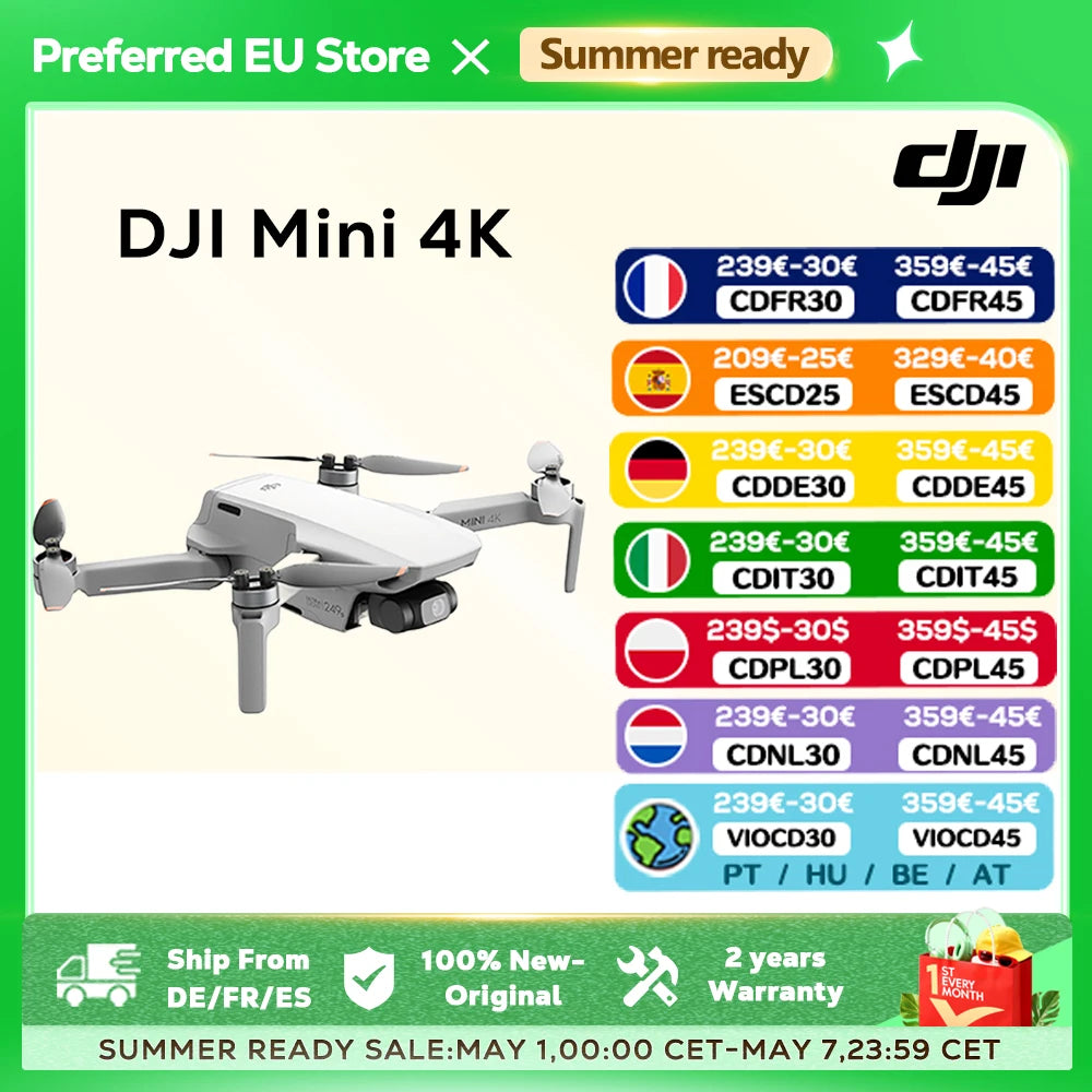 DJI Mini 4K Drone Camera 249g 3-Axis Gimbal Stabilization 10km Video Transmission Auto Return Resistance Long Battery Original C0