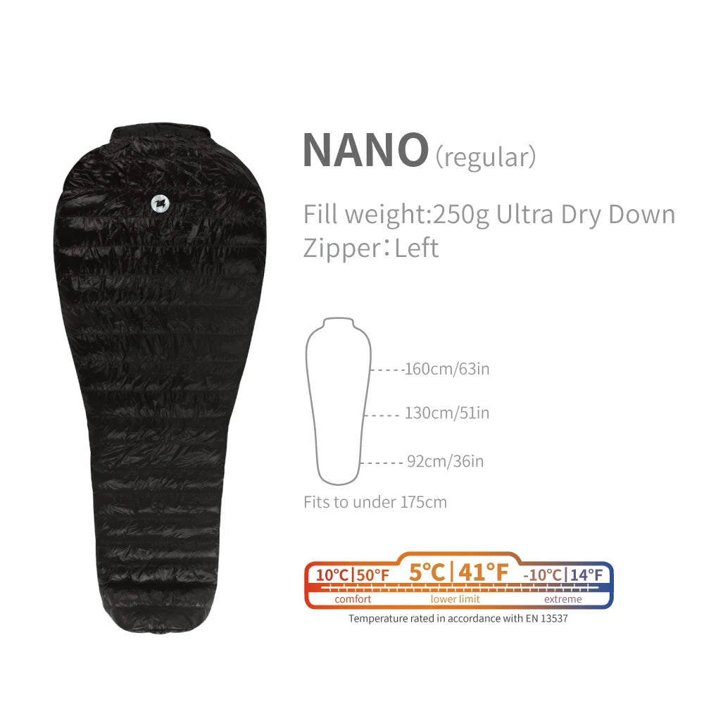 AEGISMAX LETO & NANO 700FP Ultra Dry Goose Down Sleeping Bag Ultralight Down Sleeping Bag for Camping and Hiking