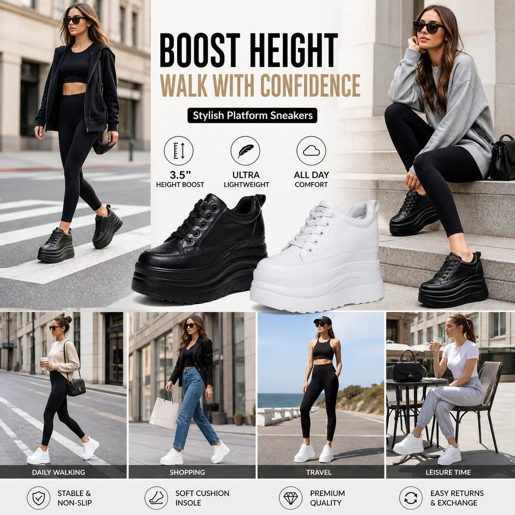 Fujin 13cm 2025 Genuine Leather Platform Wedge Flats Shoes Chunky Sneaker Casual Comfy High Brand Fall Autumn Walking Shoes