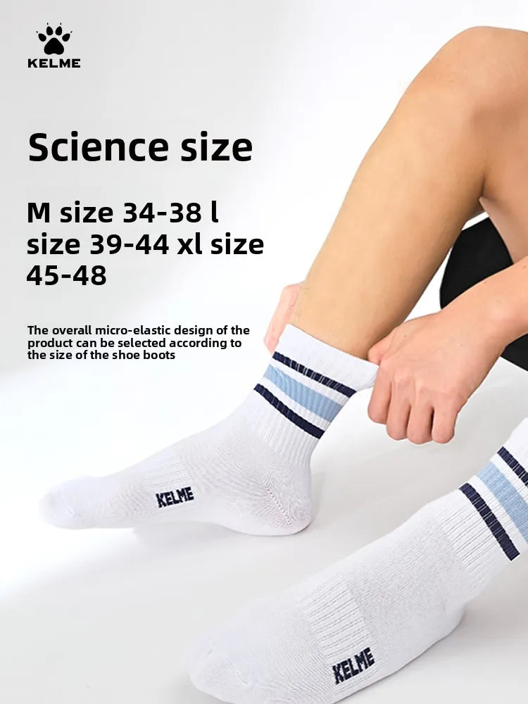 Kelme Men's Mid Length Socks 3 Pairs Of Casual Socks Sweat Absorbing And Breathable Sports Socks Running Speed Dry Socks