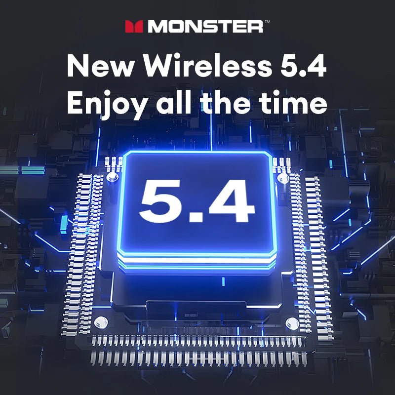 Monster MQT52 Bluetooth 5.4 Wireless Earphones 24H Long Battery Life Stereo Headphones Low Latency Gaming Dual Mode Headset Gift