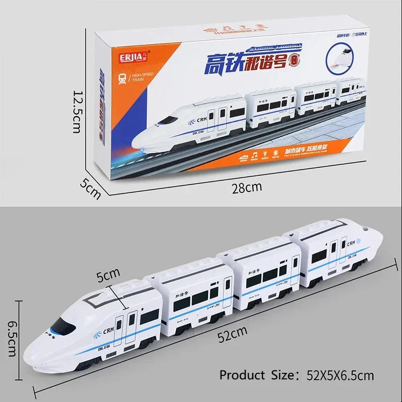 Kids DIY Simulation High Speed Railway Train Toy Electric Sound Light Model Train Track Set Toys for Children's Birthday Gift