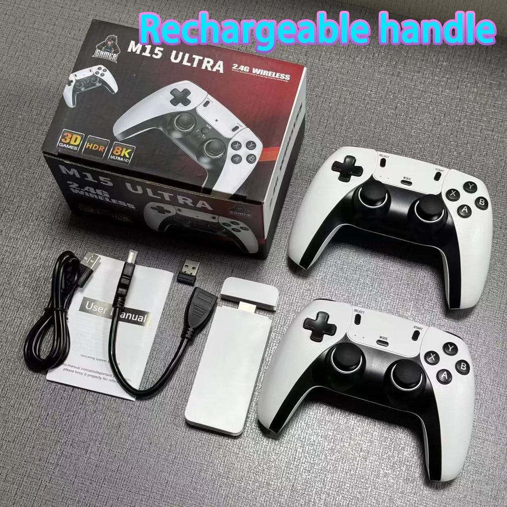 New 4K TV Game Stick M15 ultra 64G 128G Handheld Game Player 2.4G Dual Wireless Controller 50000+ Games Family Game Player