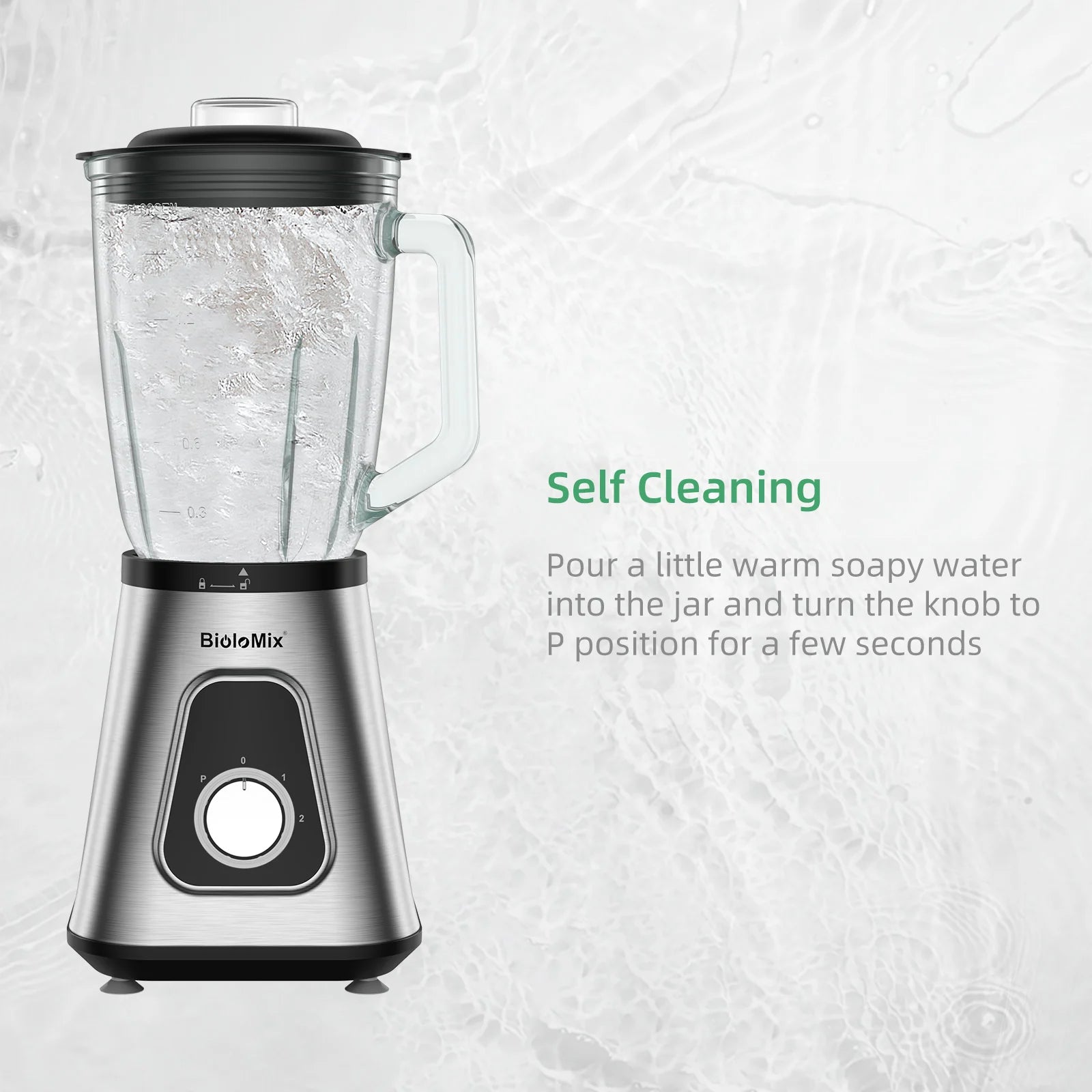 BioloMix Professional 1300W Blender with 1.5L BPA Free Glass Pitcher Perfect for Frozen Smoothies and Homemade Sauces
