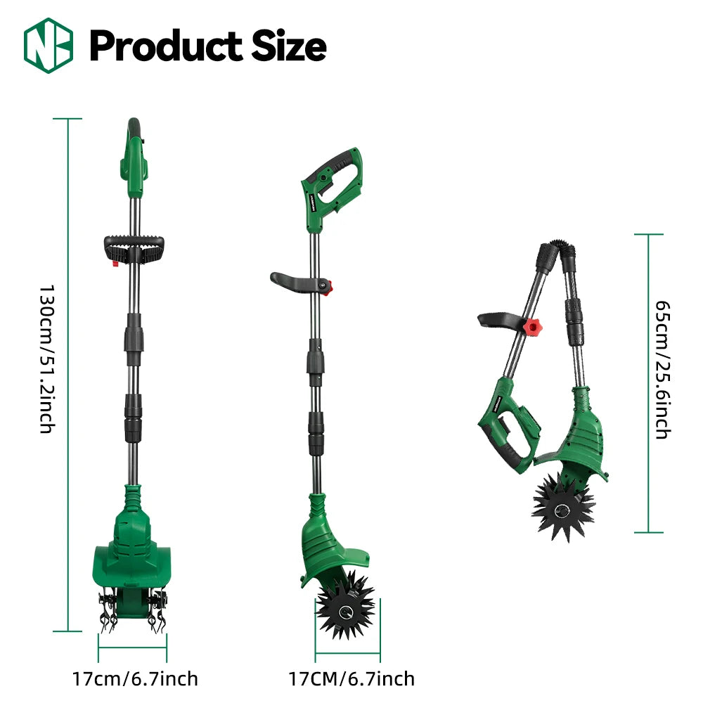 NewBeny Electric Garden Tiller Cultivator Scarifier Foldable Rototiller Soil Loosener Garden Tool
