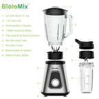 BioloMix Professional 1300W Blender with 1.5L BPA Free Glass Pitcher Perfect for Frozen Smoothies and Homemade Sauces