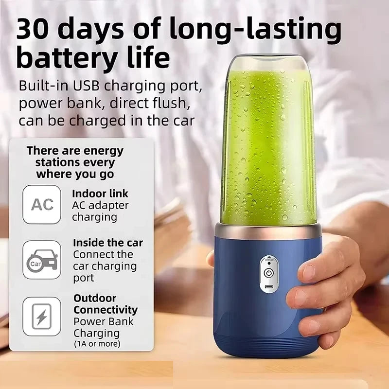 High-Speed Portable Juicer Cup, USB Rechargeable Blender with 6-Blade Head for Fresh Juice, Shakes & Travel Secondary image
