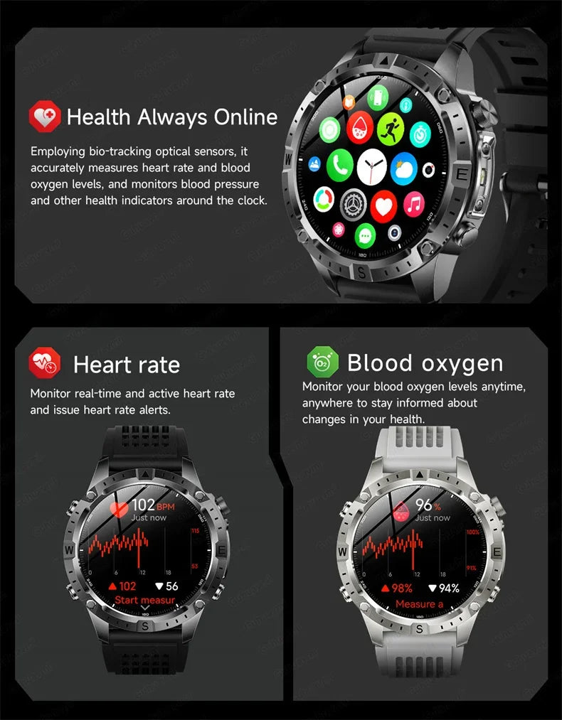 GPS Sports Smartwatch Men Women Swim Waterproof Fitness Tracker 2GB Memory Offline Maps  SpO2 Rugged Outdoor Smartwatch for Men