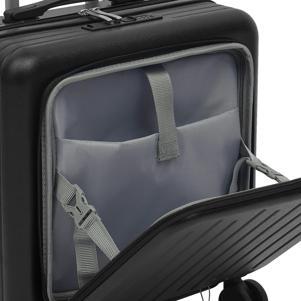 Carry on Luggage Scooter Suitcase Trolley Case 18"ABS Shell Cabin Luggage Front Open Compartment Multifunction Wheels Expandable