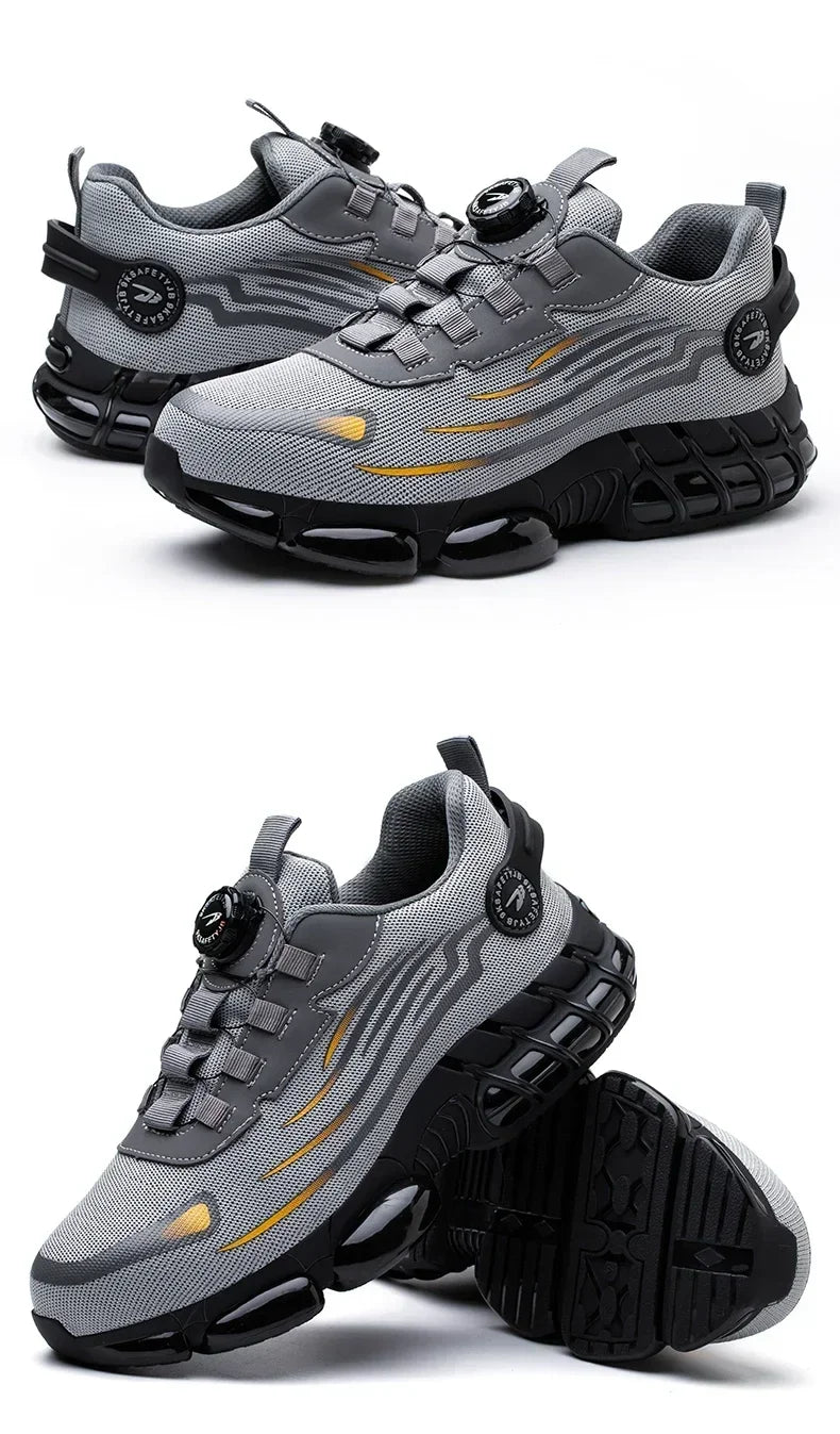 Men's Safety Shoes Protection And Elastic Safety Boots Fashionable Casual Shoes Breathable Odor Protection Men's Work Shoes